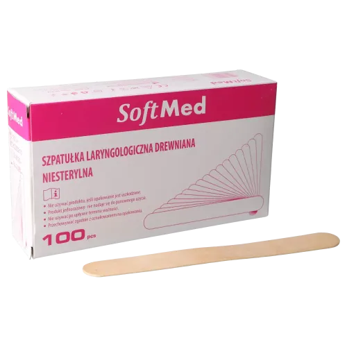Szpatułka laryngologiczna drewniana niejałowa SoftMed (1opak/100szt)